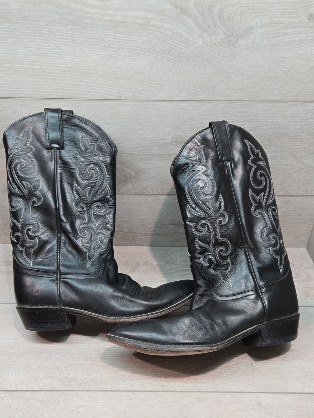 Justin Mens 1409 London Calfskin Leather Western Boots Embroidered Shoes 11.5D - Picture 8 of 10